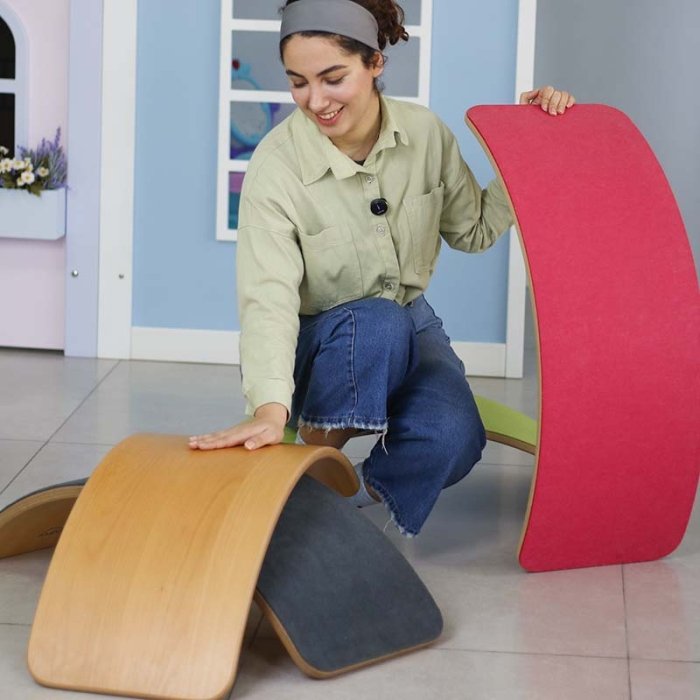تخته تعادلی چوبی سایز بزرگ با زیره مشکی curvy مدل P/5555/ME