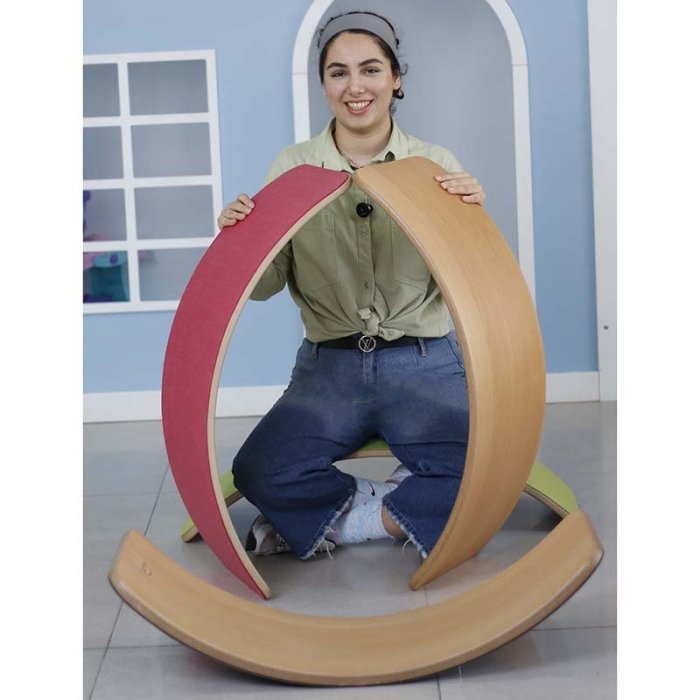 تخته تعادلی چوبی سایز بزرگ با زیره سبز کمرنگ curvy مدل P/5555/SA