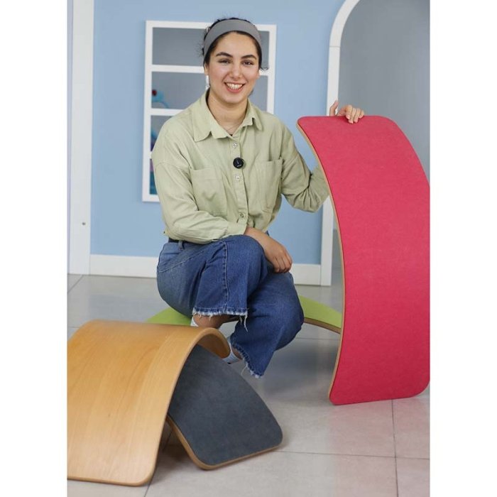 تخته تعادلی چوبی سایز بزرگ با زیره سبز کمرنگ curvy مدل P/5555/SA