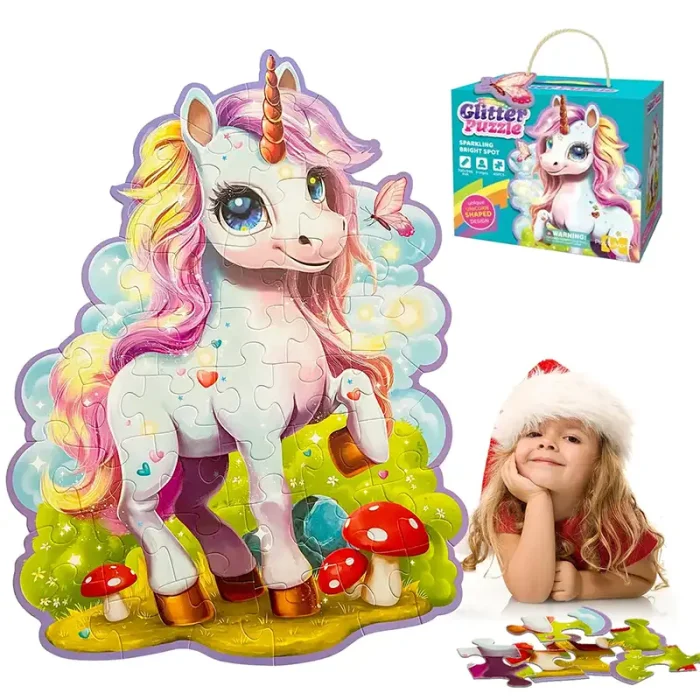 پازل کودک 45 تکه مدل یونیکورن GLITTER PUZZLE جنگل کد 88950