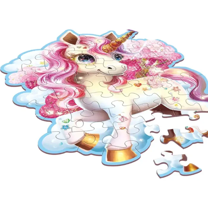 پازل کودک 45 تکه مدل یونیکورن GLITTER PUZZLE جادویی کد 88951