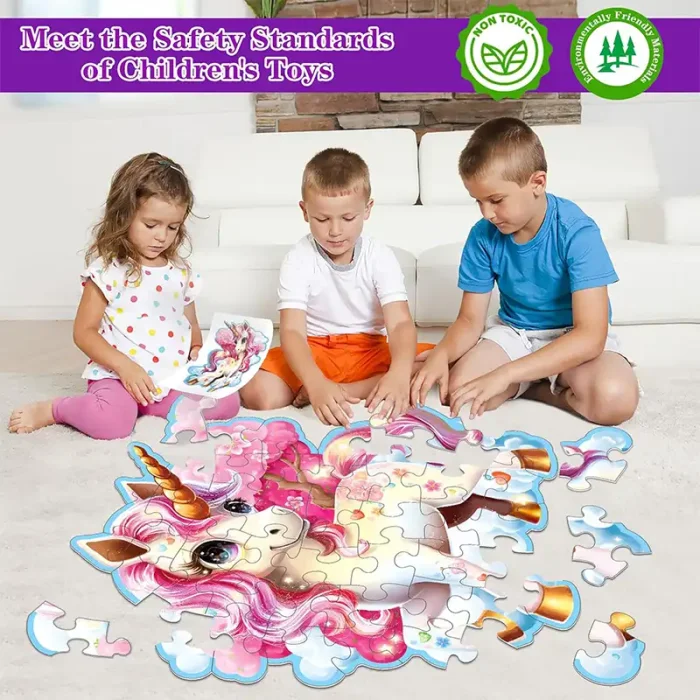 پازل کودک 45 تکه مدل یونیکورن GLITTER PUZZLE جادویی کد 88951