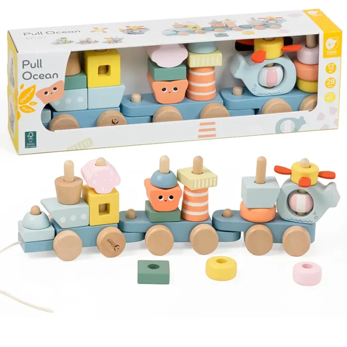 قطار مونته سوری چوبی 28 تکه کلاسیک ورلد Pull Ocean Classic World کد 10520