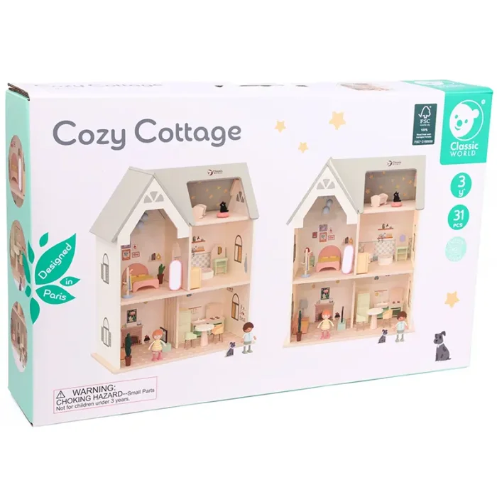 خانه عروسک چوبی کلاسیک ورلد Cozy Cottage Classic World کد  50638