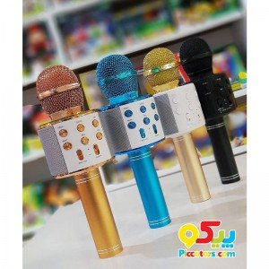 میکروفن اسباب بازی اسپیکر دار آبی مدل 858