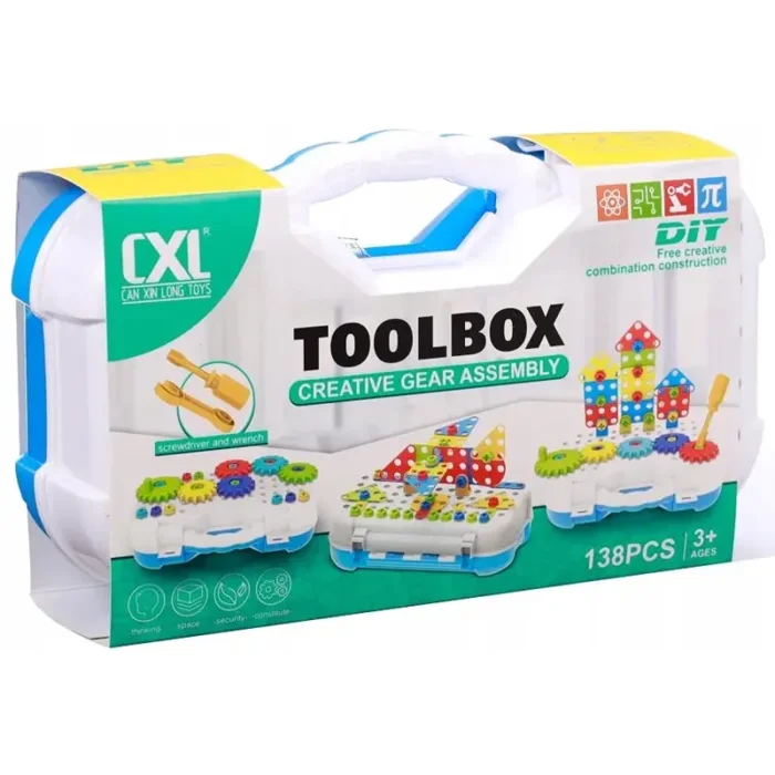 اسباب بازی پک پیچ و مهره پازلی 138 تکه چمدانی کد CXL20073B