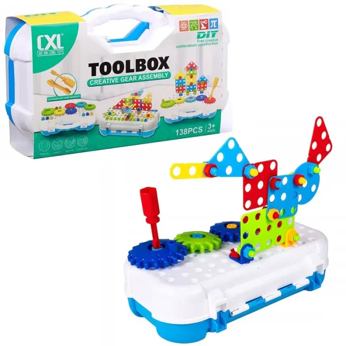 اسباب بازی پک پیچ و مهره پازلی 138 تکه چمدانی کد CXL20073B