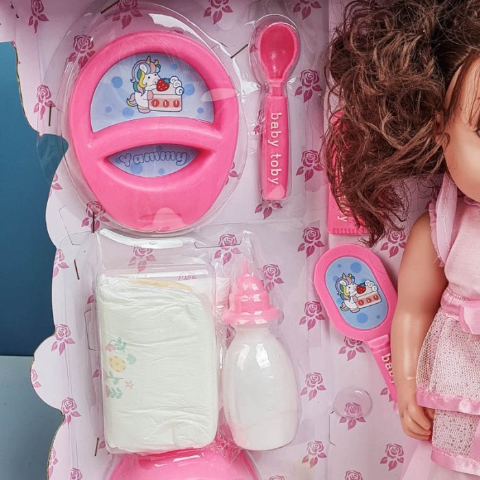 عروسک دخترانه جیشی موزیکال با لوازم لباس صورتی کد 660054
