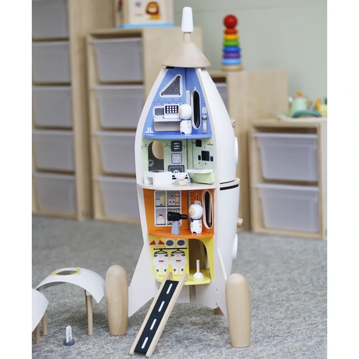 استند چوبی کلاسیک ورلد طرح راکت فضایی Pretend Play Rocket classic world کد 50528