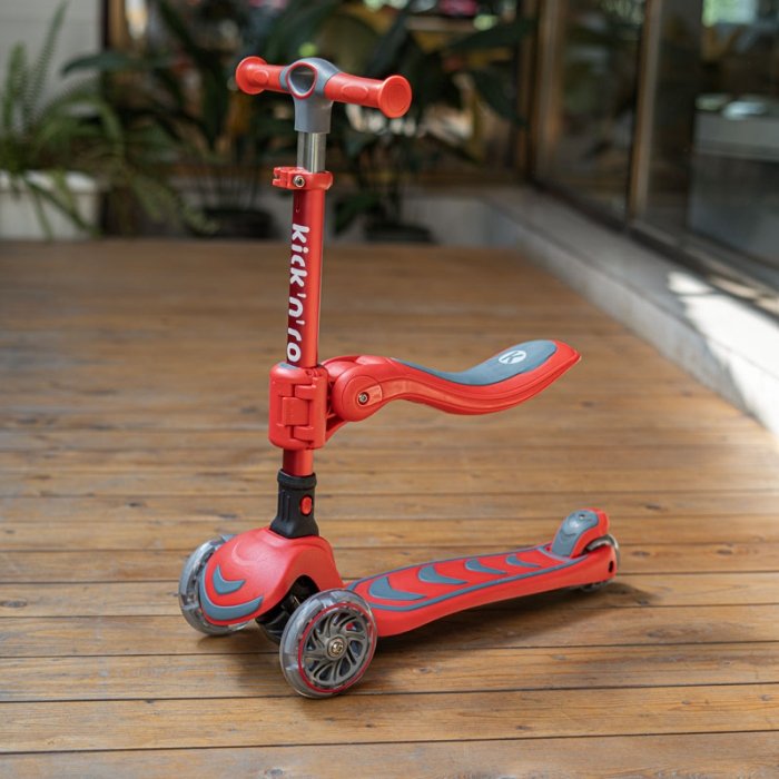 اسکوتر کودک تاشو کیک اند رول Kick and roll Scooter رنگ قرمز کد P/S62in1/GH