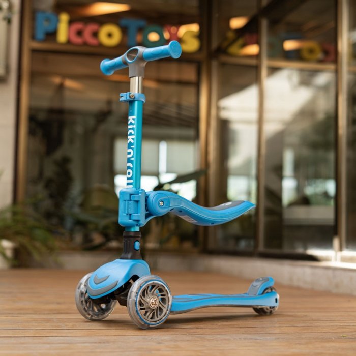اسکوتر کودک تاشو کیک اند رول Kick and roll Scooter رنگ آبی کد P/S62in1/AB