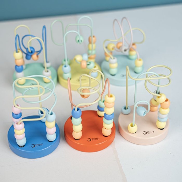 اسباب بازی میله و مهره‌ی چوبی کلاسیک ورلد Mini Beads Coaster Classic World کد 54143
