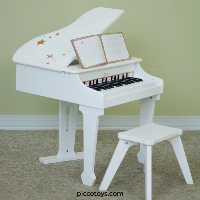 پیانو سفید چوبی کلاسیک ورلد Classic World Grand Piano White مدل 54273