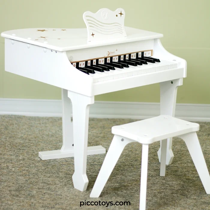 پیانو سفید چوبی کلاسیک ورلد Classic World Grand Piano White مدل 54273