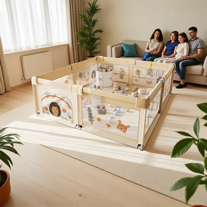 پارک حفاظ کودک  پارچه ای رنگ بژ کد 42357
