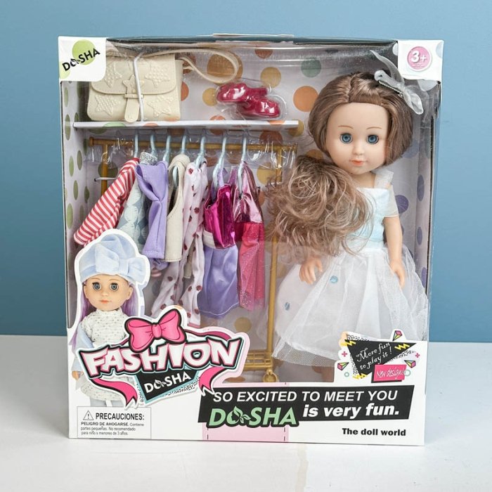 عروسک دخترانه با ست پیراهن رنگ سفید کد W3220072