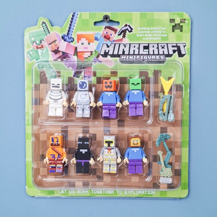 مینی فیگور 8 عددی ماینکرفت با سلاح MINECRAFT کد 8909