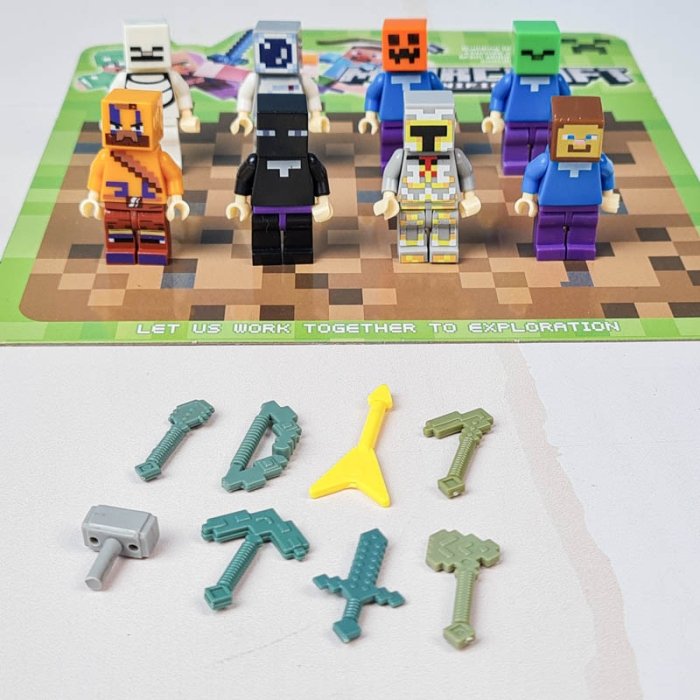 مینی فیگور 8 عددی ماینکرفت با سلاح MINECRAFT کد 8909