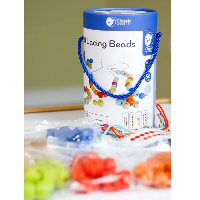 اسباب بازی چوبی نخ و مهره کلاسیک ورلد classic world Lacing Beads کد 53818