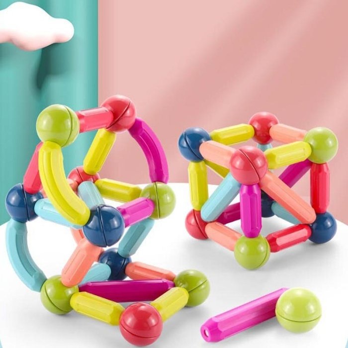 اسباب بازی ساختنی مگنتی مدل میله و مهره 64 تکه اقتصادی کد P/H05/A