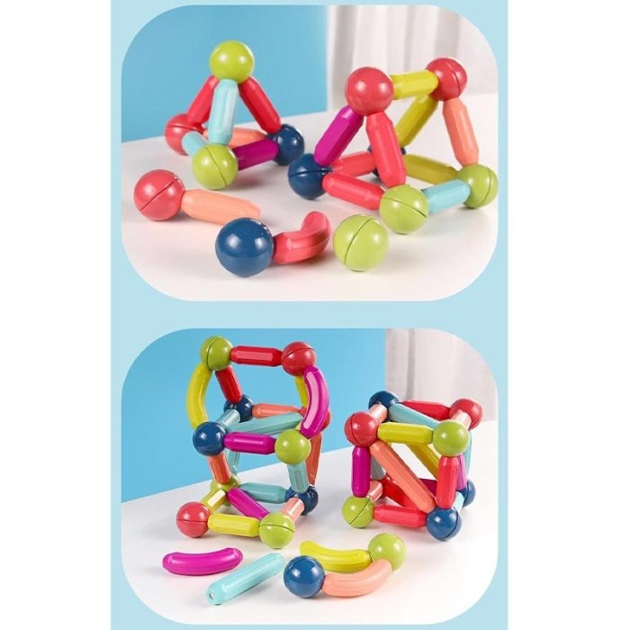 اسباب بازی ساختنی مگنتی مدل میله و مهره 64 تکه اقتصادی کد P/H05/A