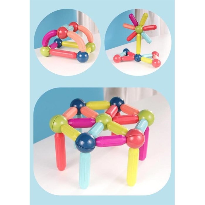 اسباب بازی ساختنی مگنتی مدل میله و مهره 64 تکه اقتصادی کد P/H05/A