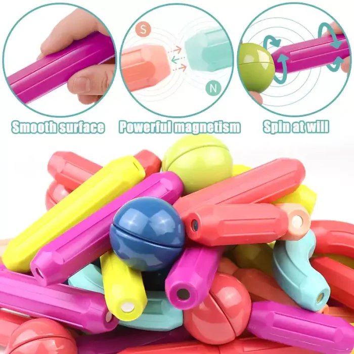 اسباب بازی ساختنی مگنتی مدل میله و مهره 64 تکه اقتصادی کد P/H05/A