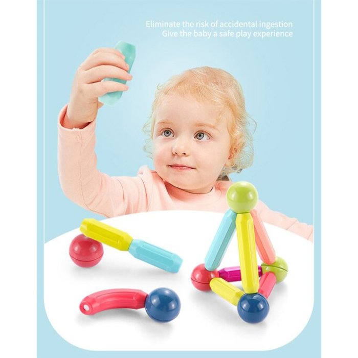اسباب بازی ساختنی مگنتی مدل میله و مهره 64 تکه اقتصادی کد P/H05/A
