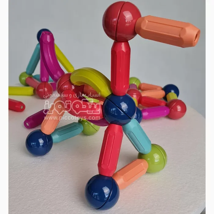 اسباب بازی ساختنی مگنتی مدل میله و مهره 64 تکه اقتصادی کد P/H05/A