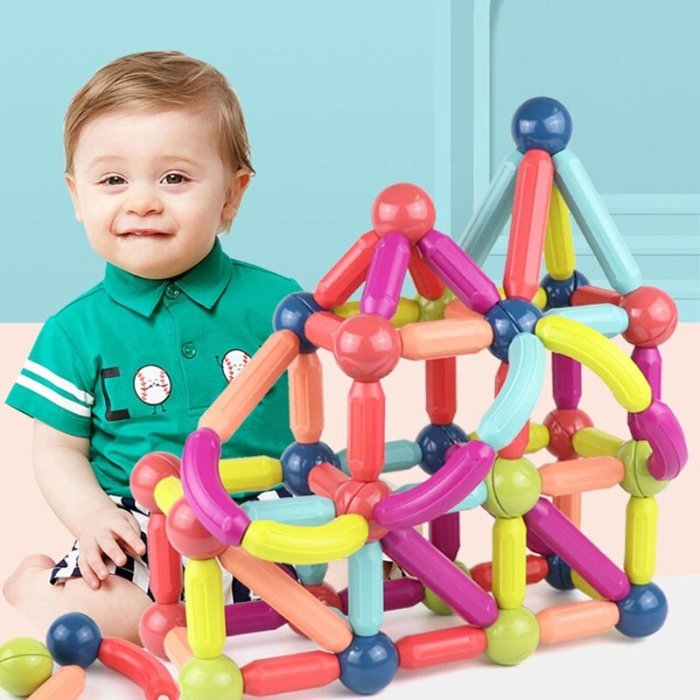 اسباب بازی ساختنی مگنتی مدل میله و مهره 64 تکه اقتصادی کد P/H05/A