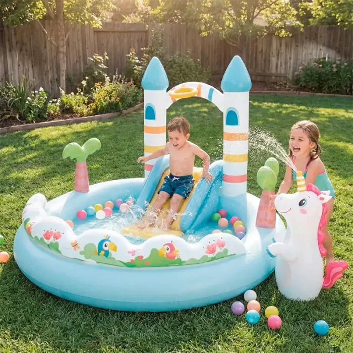 استخر بادی سرسره دار اینتکس مدل یونیکورن Intex Unicorn Castle Play Center کد 56148