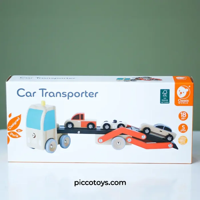 اسباب بازی کامیون حمل چوبی کلاسیک ورلد Classic World Wooden Car Transporter کد 53771