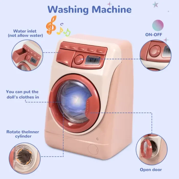 اسباب بازی ماشین لباسشویی موزیکال صورتی کد YH1293S