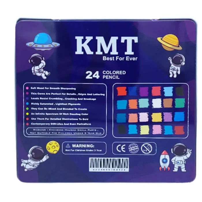 مداد رنگی 24 رنگ KMT جعبه فلزی طرح فضانورد کد P/99764324/A