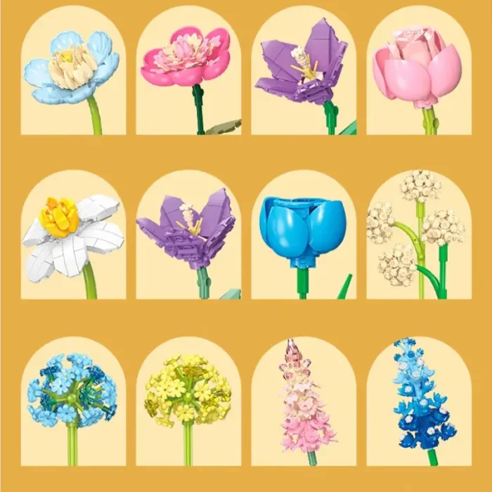 لگو  دسته گل 880 تکهFLOWERS FINGERTIP ROMANCE کد JJ9092