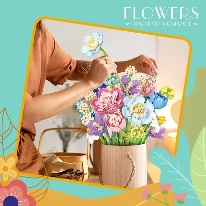 لگو  دسته گل 880 تکهFLOWERS FINGERTIP ROMANCE کد JJ9092