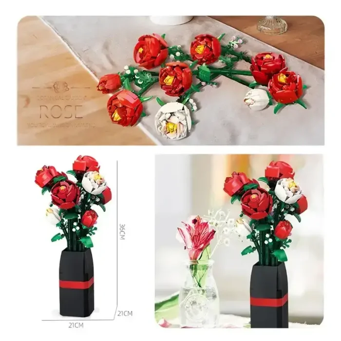 لگو  دسته گل رز 818 تکهBOTANICAL GARDEN ROSE کد JJ9010