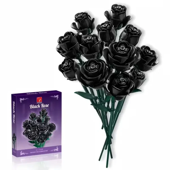 لگو دسته گل رز مشکی 12 شاخه کد T2124