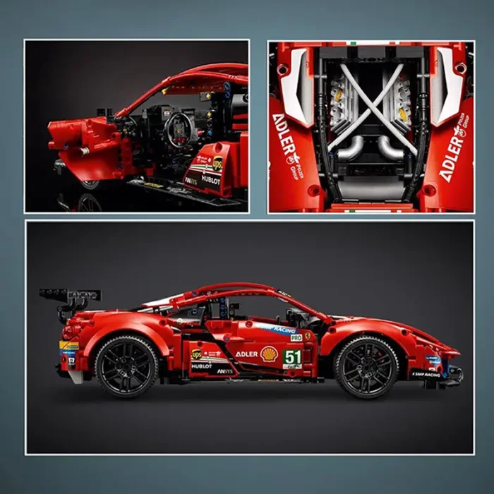 لگو ماشین مسابقه 1677 تکه فراری FERRARI 488 GTE کد  7442441