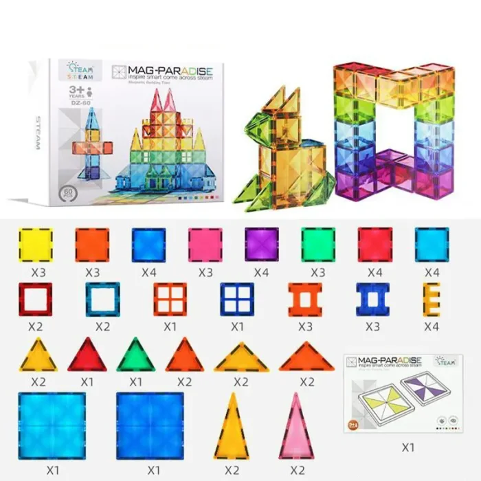 اسباب بازی کاشی مغناطیسی 60 تکه کد BLK3099