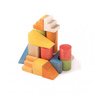 اسباب بازی چوبی بلوک های رنگی 40 تکه با جعبه چوبی مدل 0023