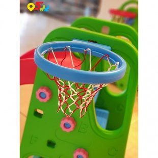 سرسره کودک 4 پله موجدار با سر قرمز و حلقه بسکتبال ABCD مدل 5017