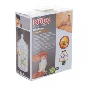 شیشه شیر سبز  180 میل با طلق پلاستیکی سفری  nuby 92466