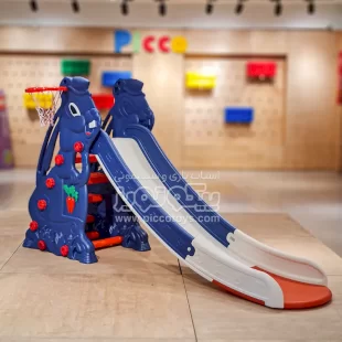 سرسره کودک مدل خرگوش سرمه ای با حلقه بسکتبال مدل P/PS5135/A
