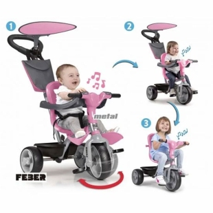 سه چرخه کودک پدالی فبر مدل  Feber baby plus صورتی کد 12132