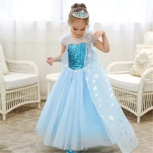 لباس پرنسس السا 1 به همراه تاج رنگ آبی کد 111173