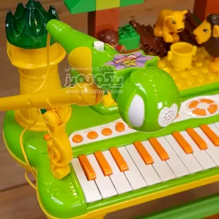 پیانو اسباب بازی سبز با میز بازی و میکروفون