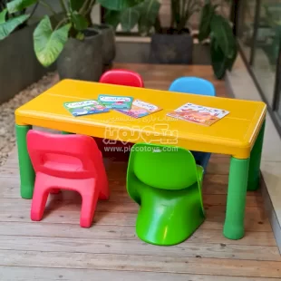 میز کودک مستطیل استار رنگ زرد