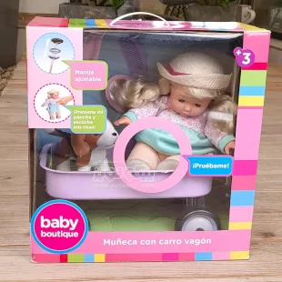 عروسک دخترانه موزیکال با گاری فلزی رنگ بنفش کد P/29154/A