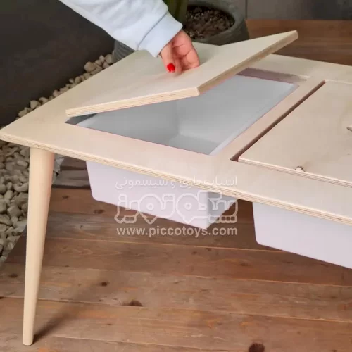 میز کودک چوبی با دو باکس
